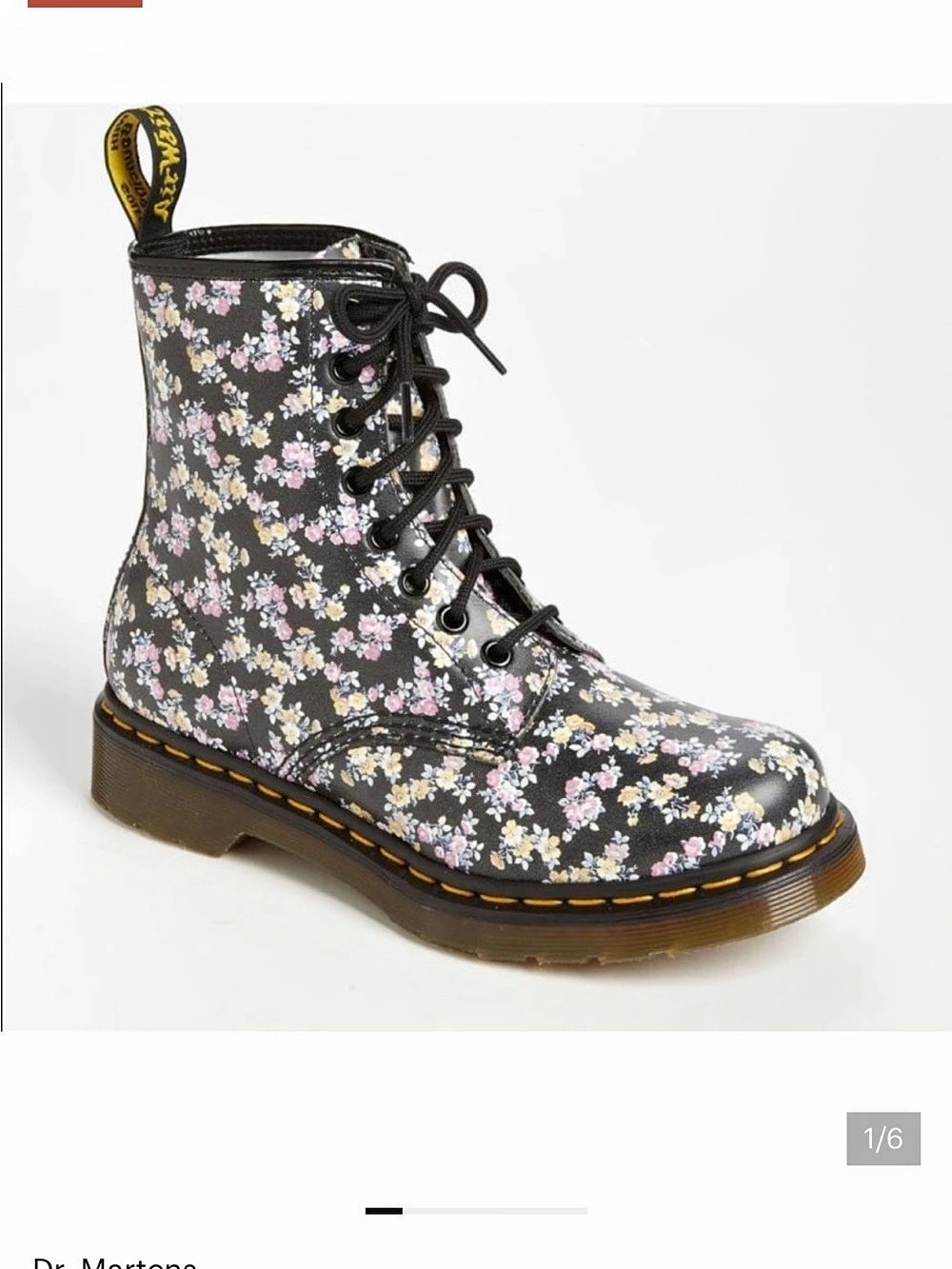 NWOT Dr. Martens 1460 Pascal Floral Tydee Classic Lace Up Boots Black & Pink US